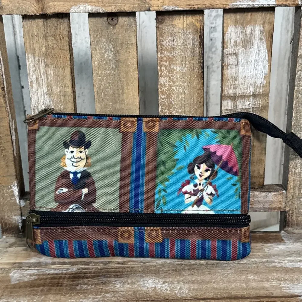 Disney Parks Haunted Mansion Stretching Room Portraits Expandable Zip Bag - NWOT
